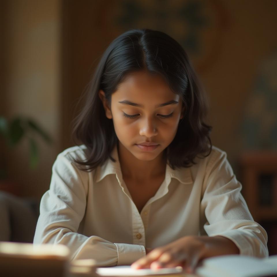 Student studying with ancient wisdom methodology at Vedantha Academics Delhi